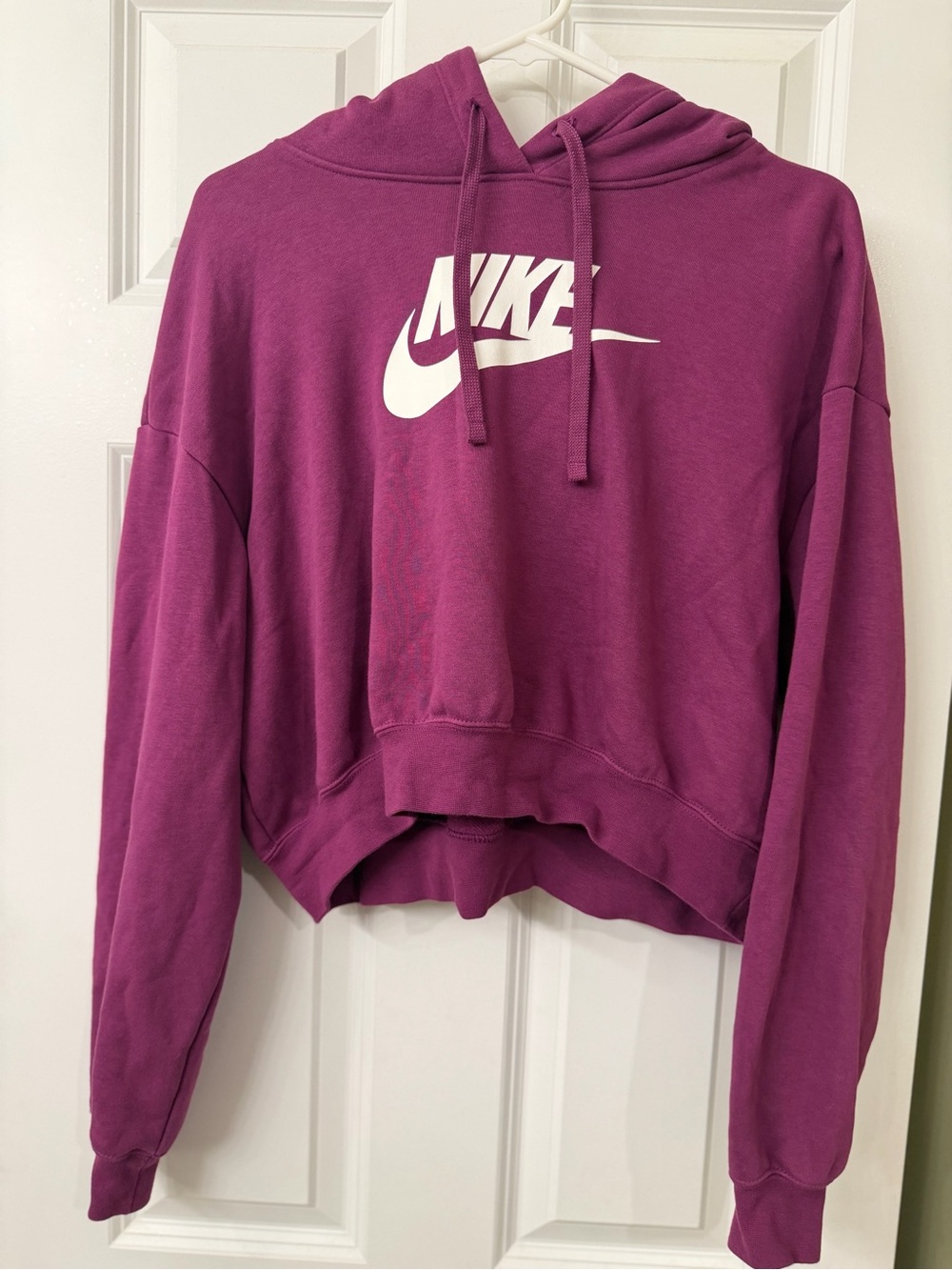 Nike Women's Magenta Cropped Hoodie with White Logo